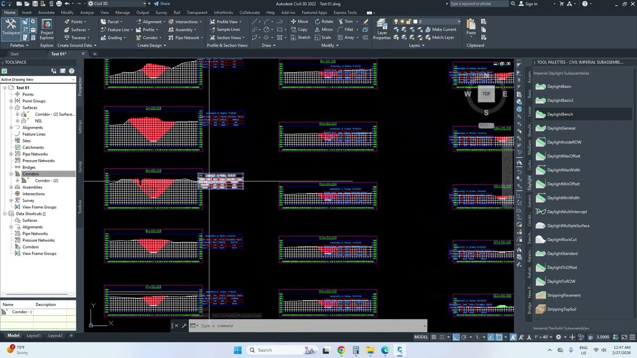 Calculate Road Structure (Asphalt, Road Zone B or C) Quantity in civil 3d