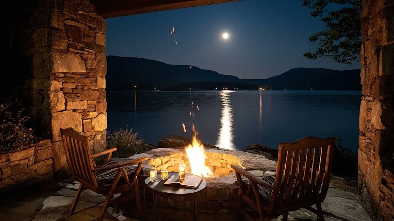 Night Peaceful: Immerse in Calm Water Fireplace Sounds for Stress Relief , Sleeping