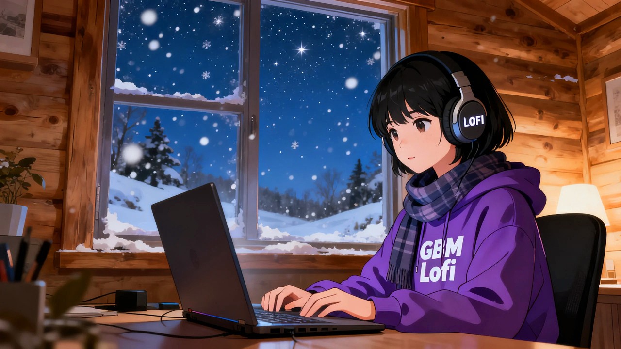 Snowy Night Cabin Lofi ❄️ Calm Study Beats for Focus & Relaxation