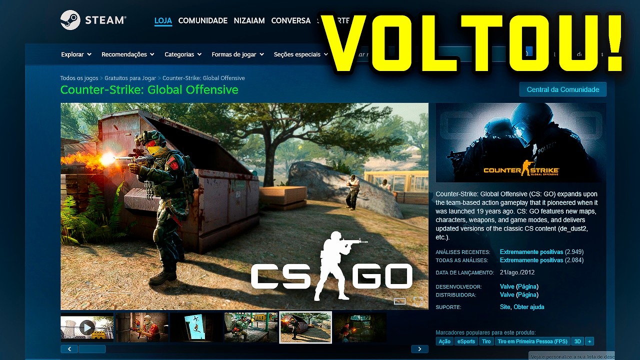 🚨 URGENTE: O CS:GO VOLTOU PARA A LOJA DA STEAM!!!!!