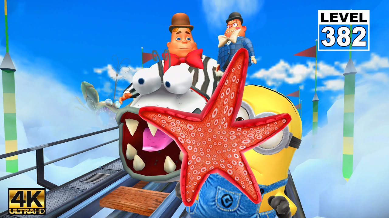 Minion Rush Starfish Minion Vs Villaintriloquist - Throw 37 Jack-in-the-Boxes | No Damage LV382 | 4K