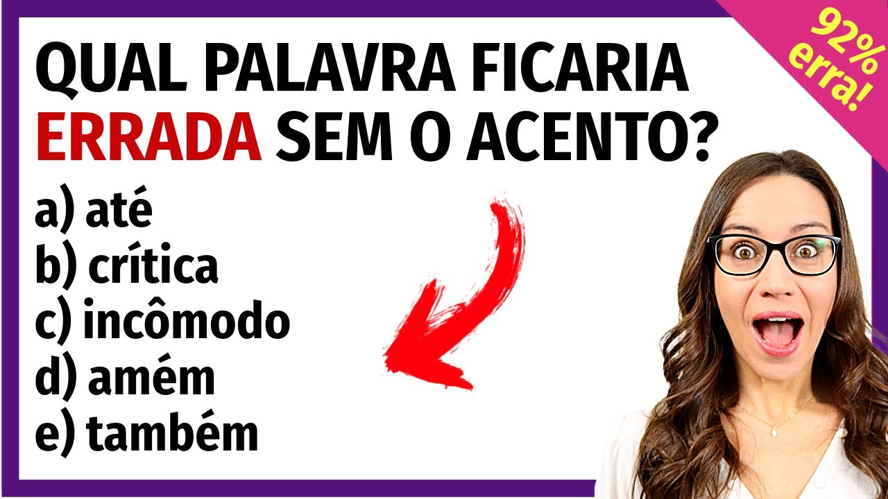 ❌✅ DESAFIO de PORTUGUÊS! ✅❌ Você ACERTA esta QUESTÃO de LÍNGUA PORTUGUESA? (ACENTUAÇÂO)