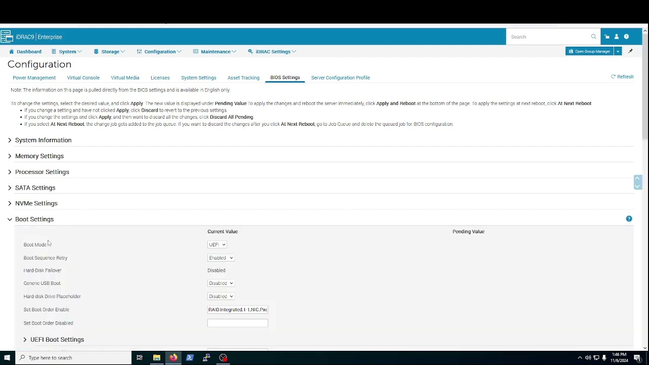Dell iDrac 9 - Changing boot mode to UEFI or BIOS