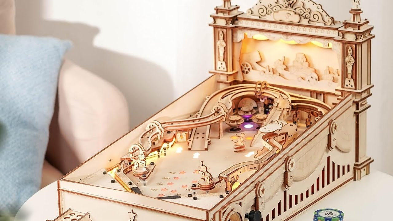 🧩 Rowood 3D Wooden Pinball Machine - Mechanical Puzzle & DIY Kit