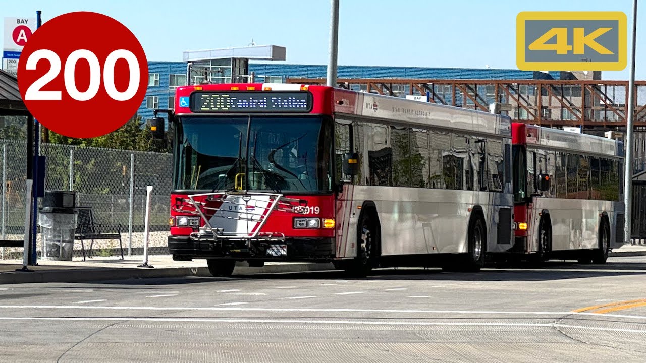 Utah Transit Authority Bus Route 200, North Temple to Utah State Capitol, Bus Ride, Gillig, 4K