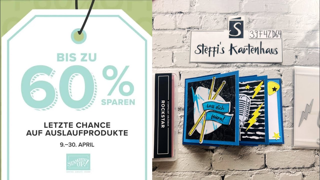 Ausverkauf Minikatalog 2024 Rockstar Stempel Stanzen Papier reduziert Stampin up Akkordeonkarte