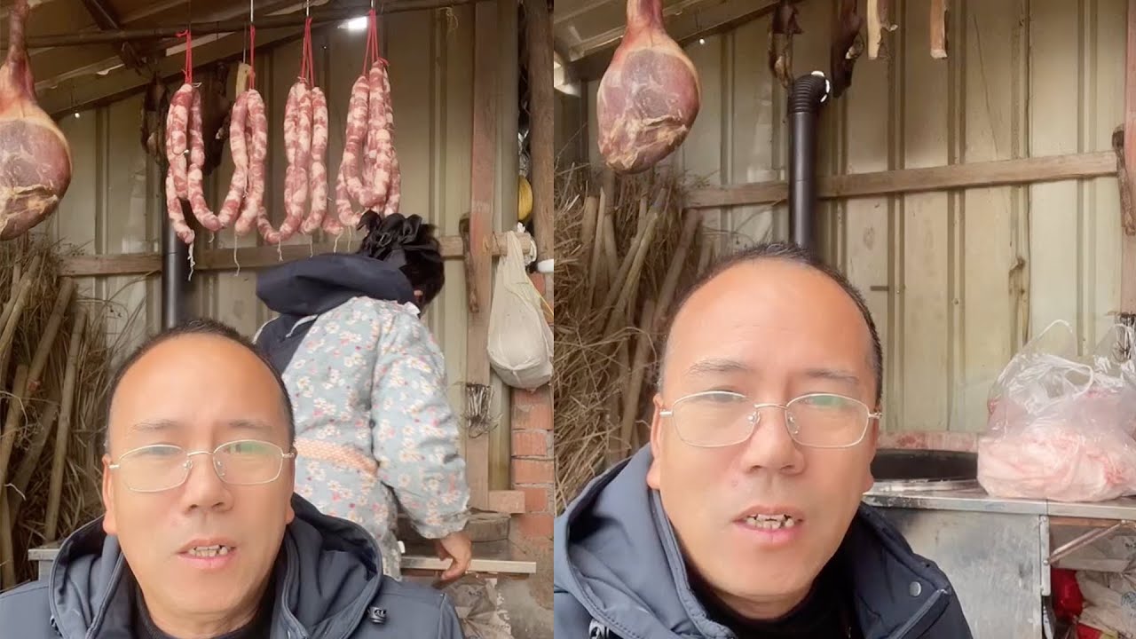 小陈的老挝媳妇儿  老陈一早整理腊肉 提前感受过年的气氛