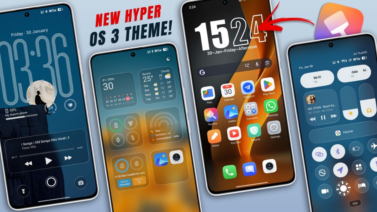 NEW HyperOS 3.0 Customisation - Clean Icons & Glass UI Control Centre 🔥