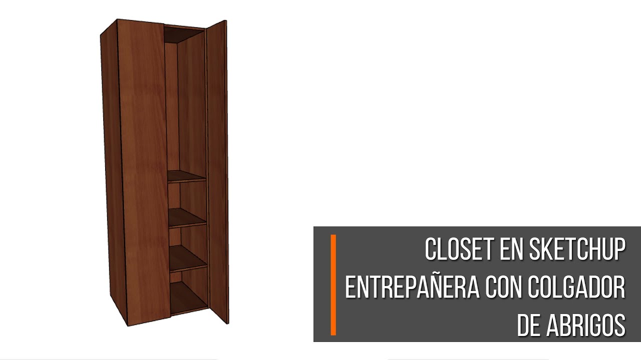 ✅ Como diseñar un Closet en Sketchup || Colgador de abrigos y entrepañera ||  🔥 PLANOS GRATIS 🔥