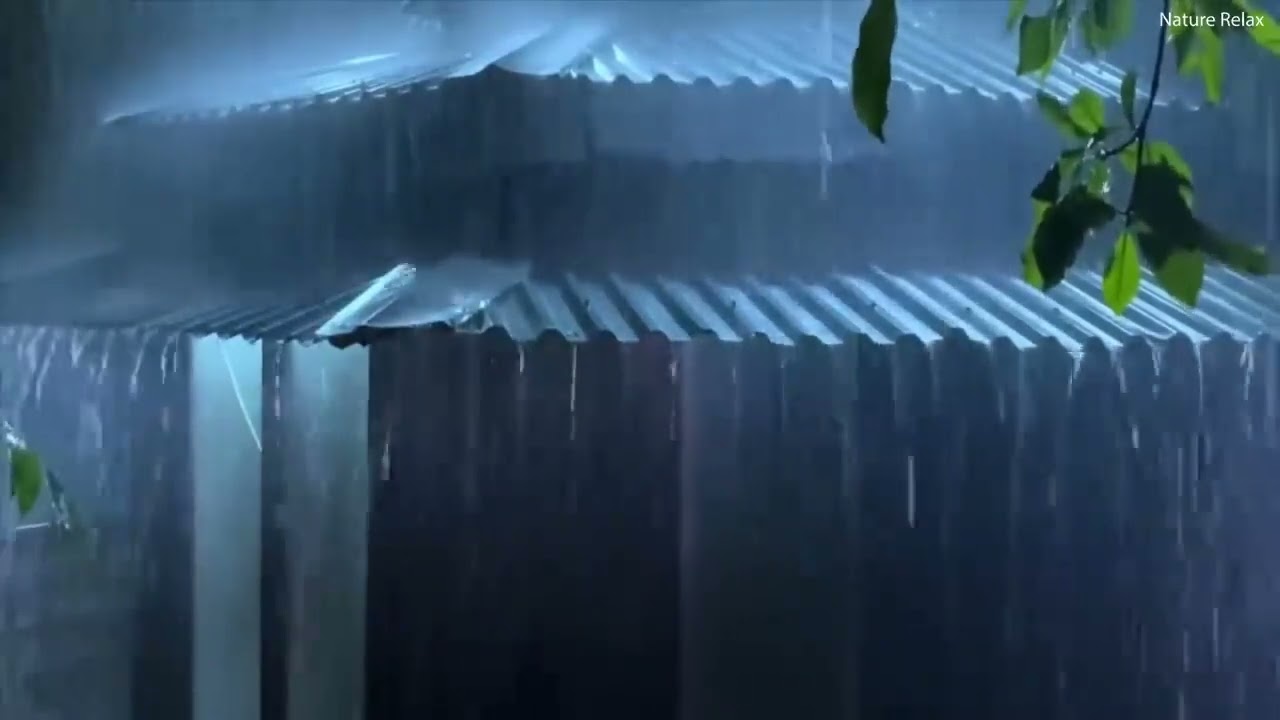 Sound of rain, thunderstorm with sounds of thunder 💧 Heavy rain for sleeping, relaxation, meditation