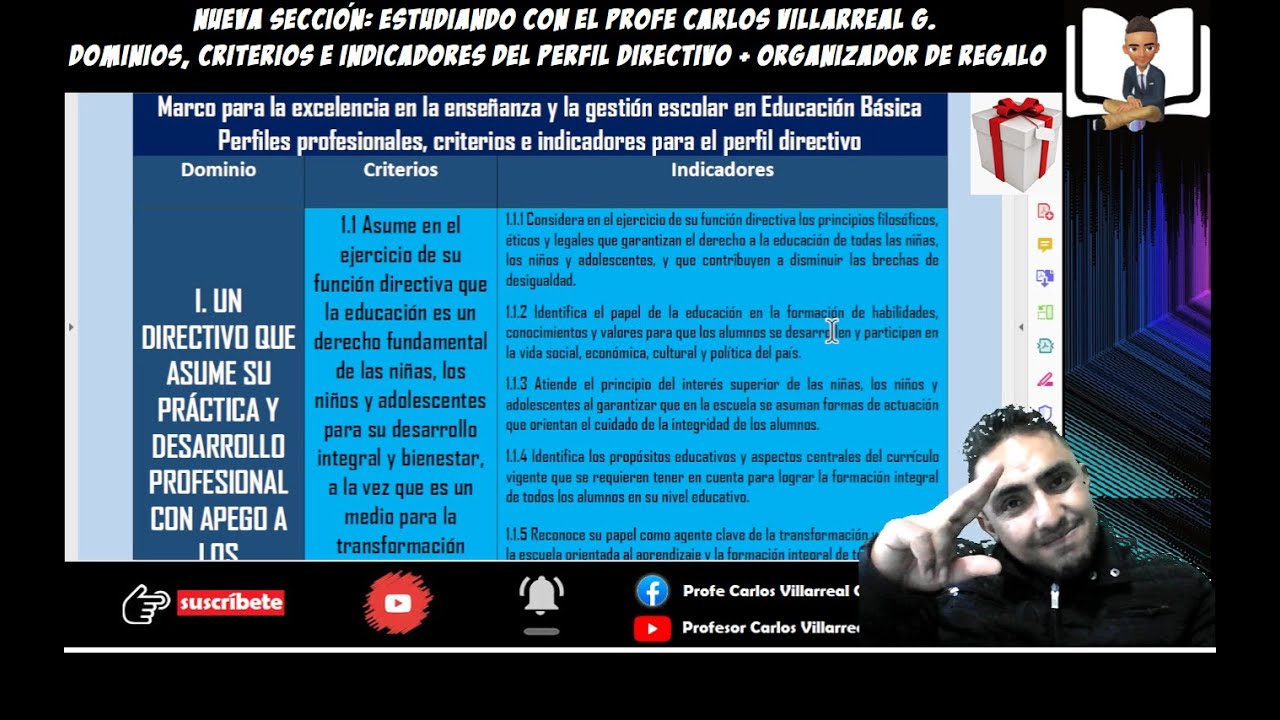 Perfil del director: Dominios criterios e indicadores /Estudiando con el Profr. Carlos Villarreal G.