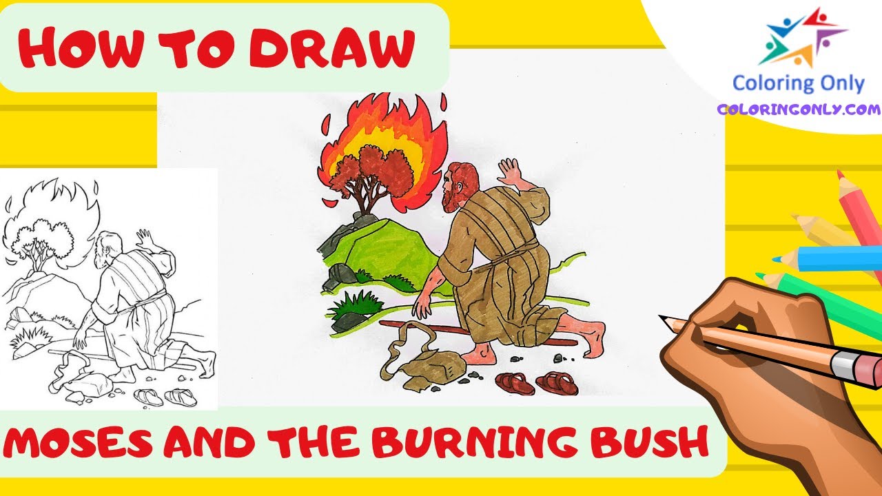 How To Draw Moses and The Burning Bush