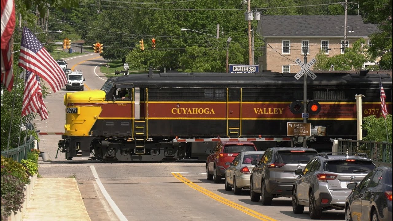 ALCO FPA 4 locomotives pull vintage passenger train CVSR 6771 Cuyahoga Valley Scenic Railroad