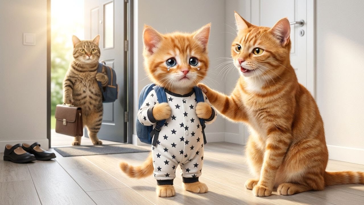 Tiny Kitten Didn’t Want School Anymore — Mama Cat Helped Him Find Courage