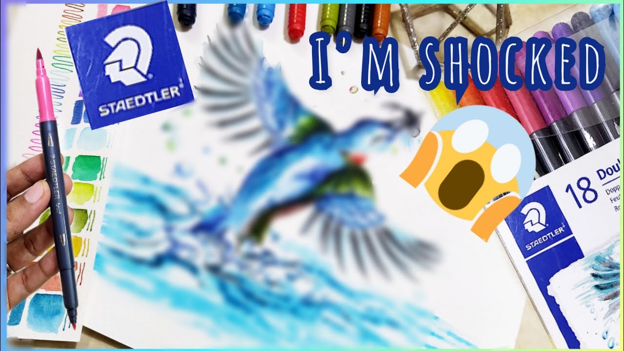 I am SHOCKED!!! STAEDTLER watercolor brush pens REVIEW + painting a kingfisher with them!!