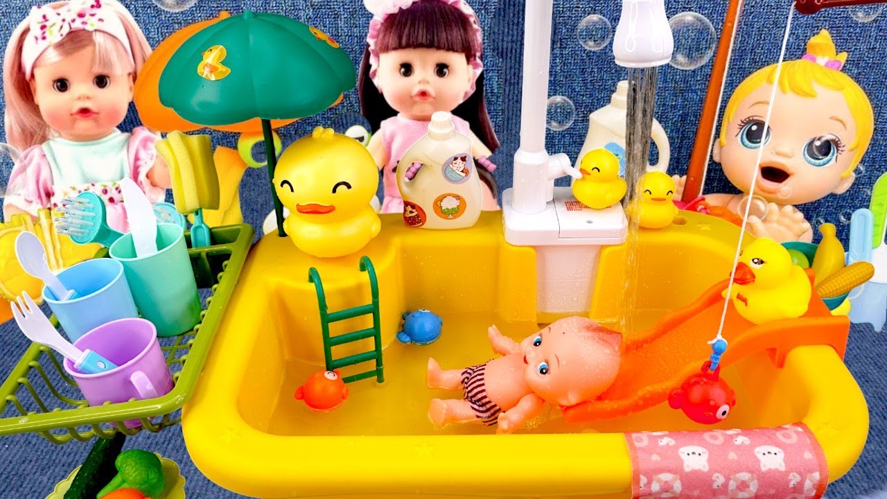 11 Minutes Satisfying with Unboxing Cute Doll Swimming Pool Toys Collection ASMR | Color Unboxing
