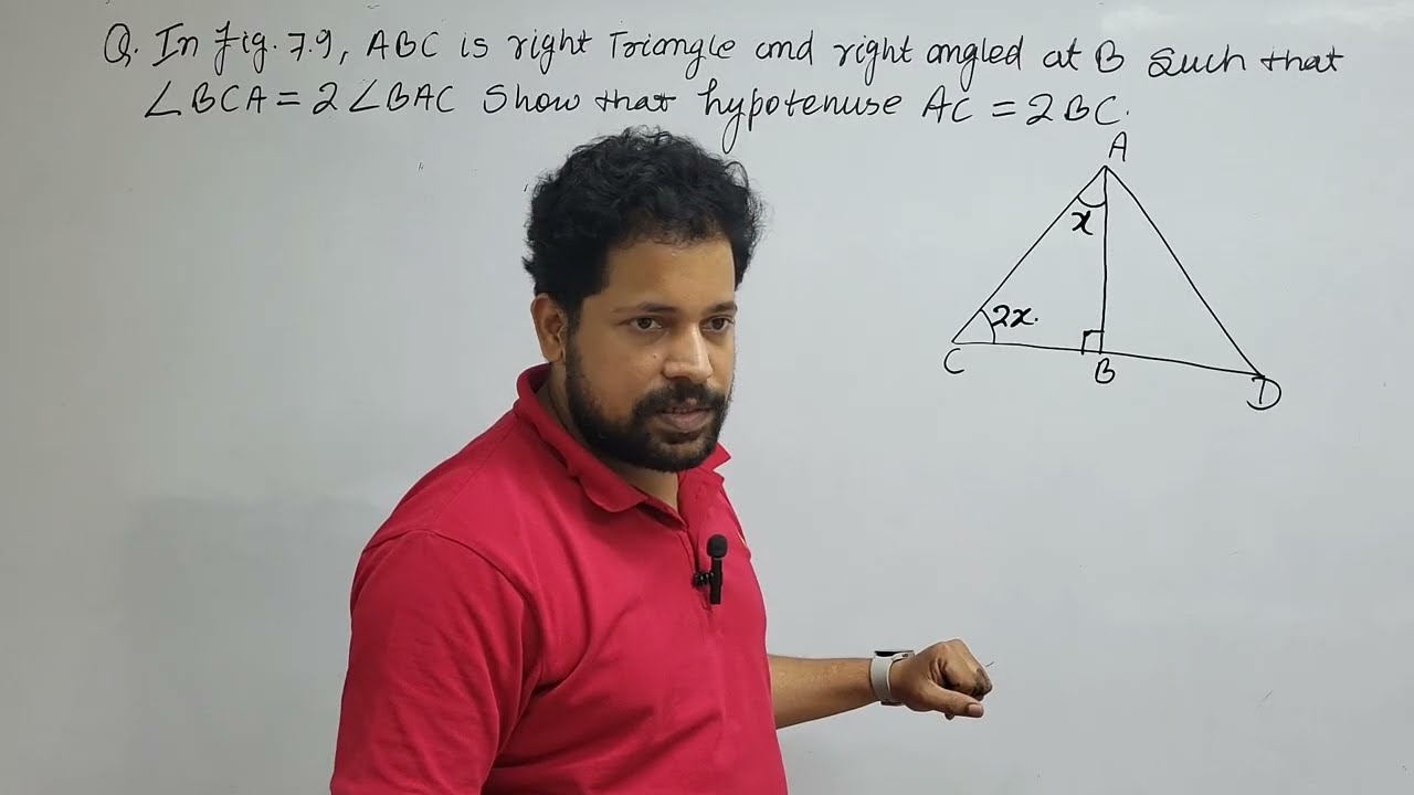 In Fig. 7.9 ABC is a right triangle, right angled at B such that ∠BCA=2∠BAC Show hypotenuse AC=2BC