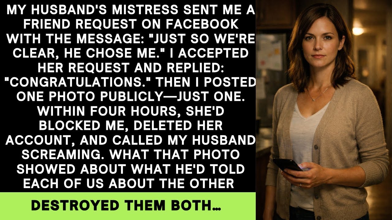 My Husband's Mistress Sent Me A Friend Request On Facebook With The Message: "Just So We're Clear...