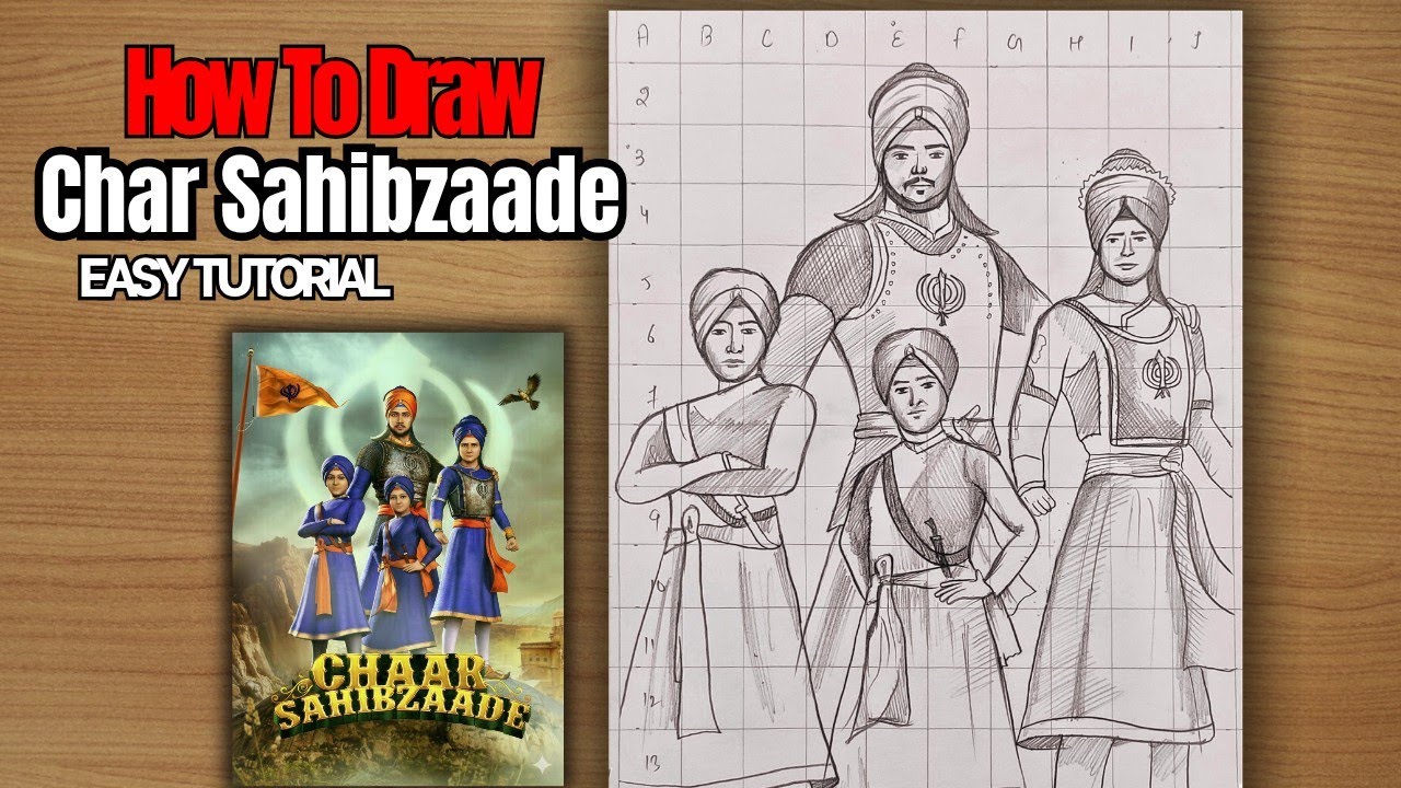 How to Draw Char Sahibzade Step by Step | Drawing of Char Sahibzaade easy Tutorial for beginners 