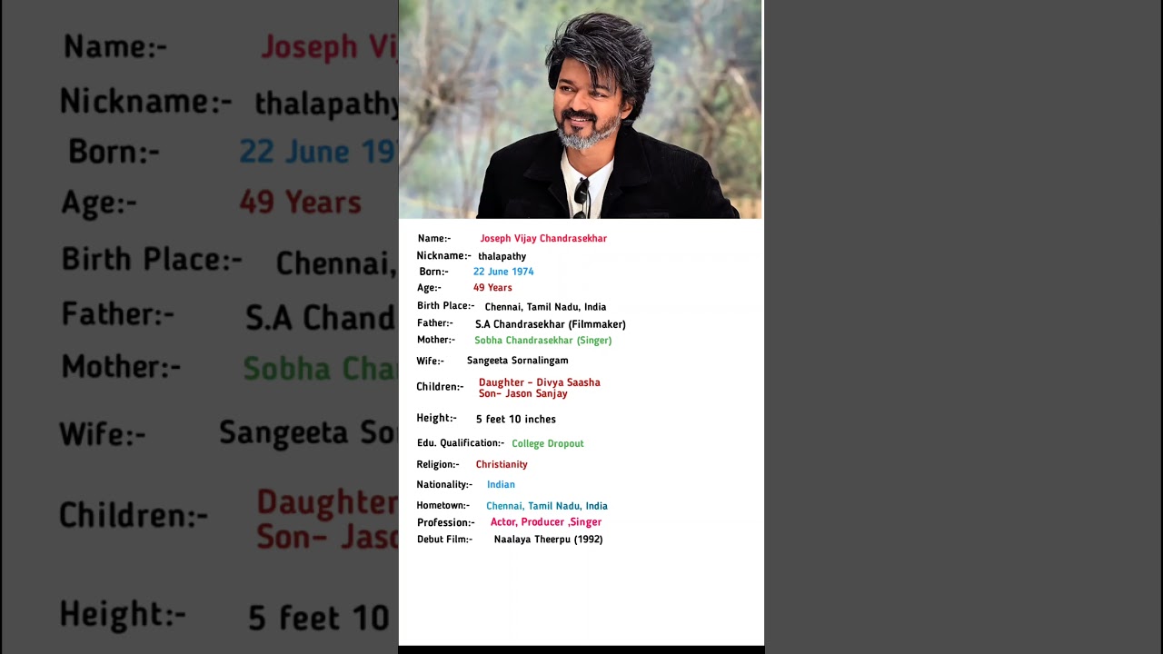 Vijay thalapathy biography #vijay #vijaythalapathy