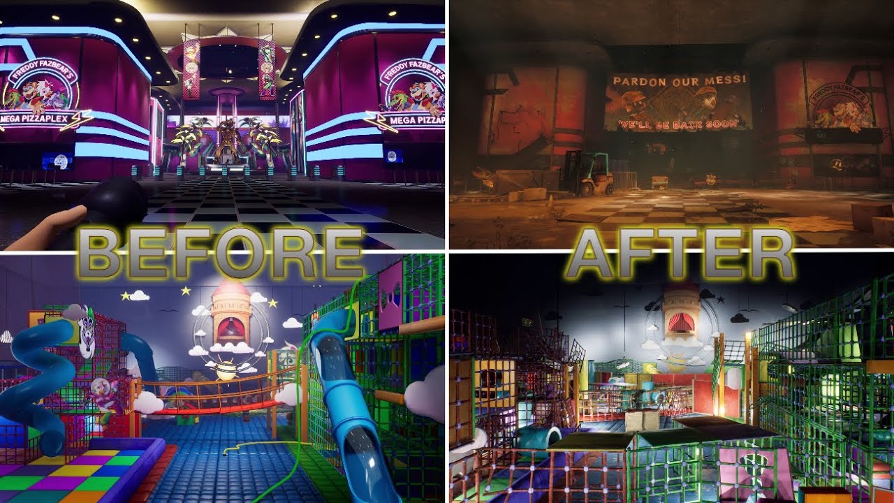 Mega Pizzaplex Full Comparison OG vs Ruined - FNAF: Security Breach Ruin DLC