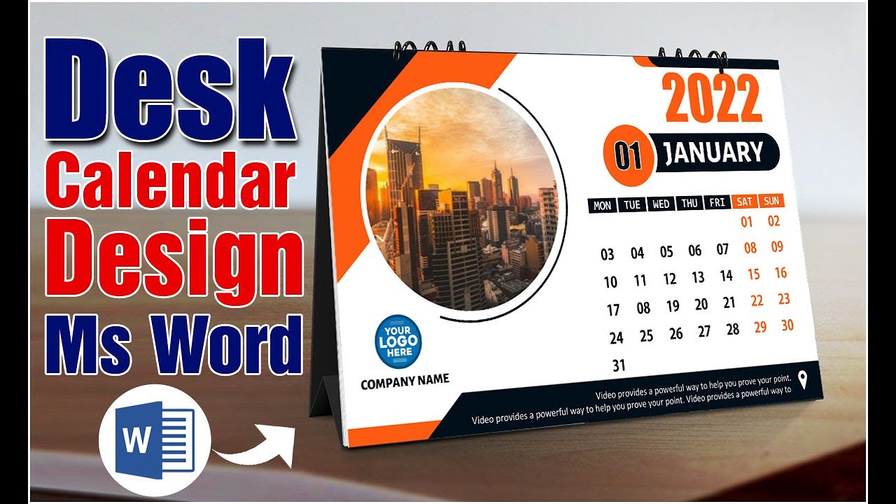 2022 Desk Calendar Design in Microsoft Word Hindi Tutorial || Table Calendar Design ||
