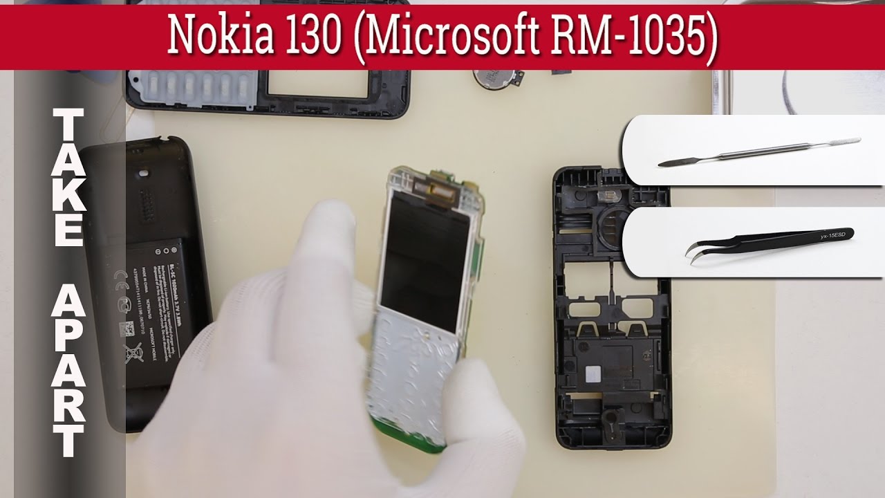 Как разобрать 📱 Nokia 130 (Microsoft RM-1035) Разборка и ремонт