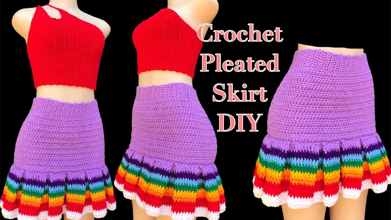 Crochet Pleated skirt DIY (all sizes included)