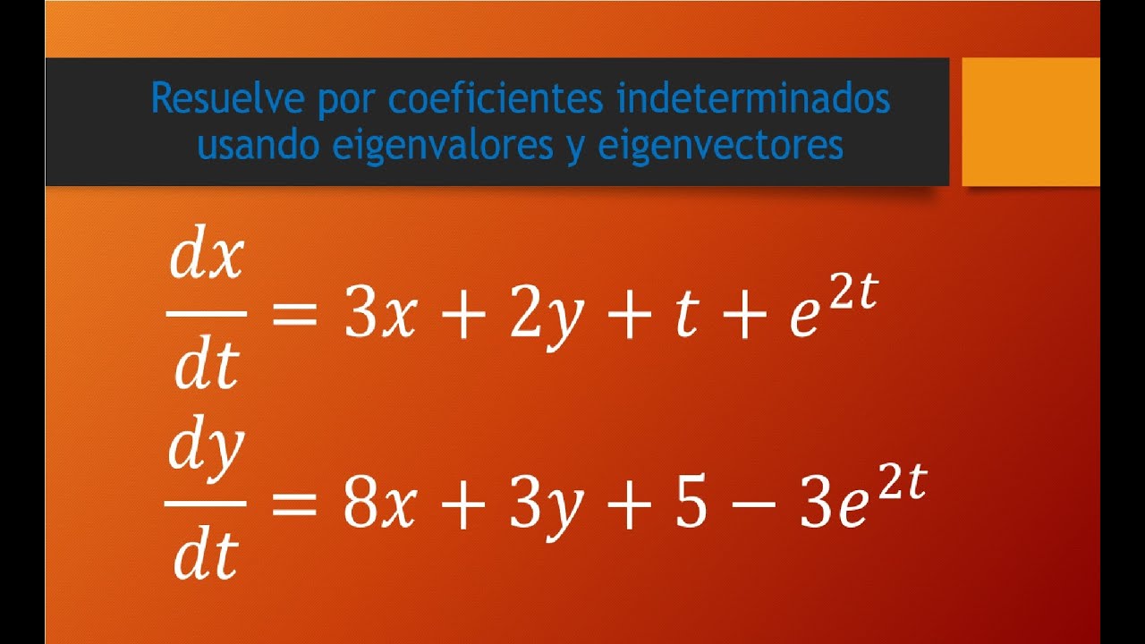 Sistema de ecuaciones diferenciales 2x2 coeficientes indeterminados. Ejercicio 2