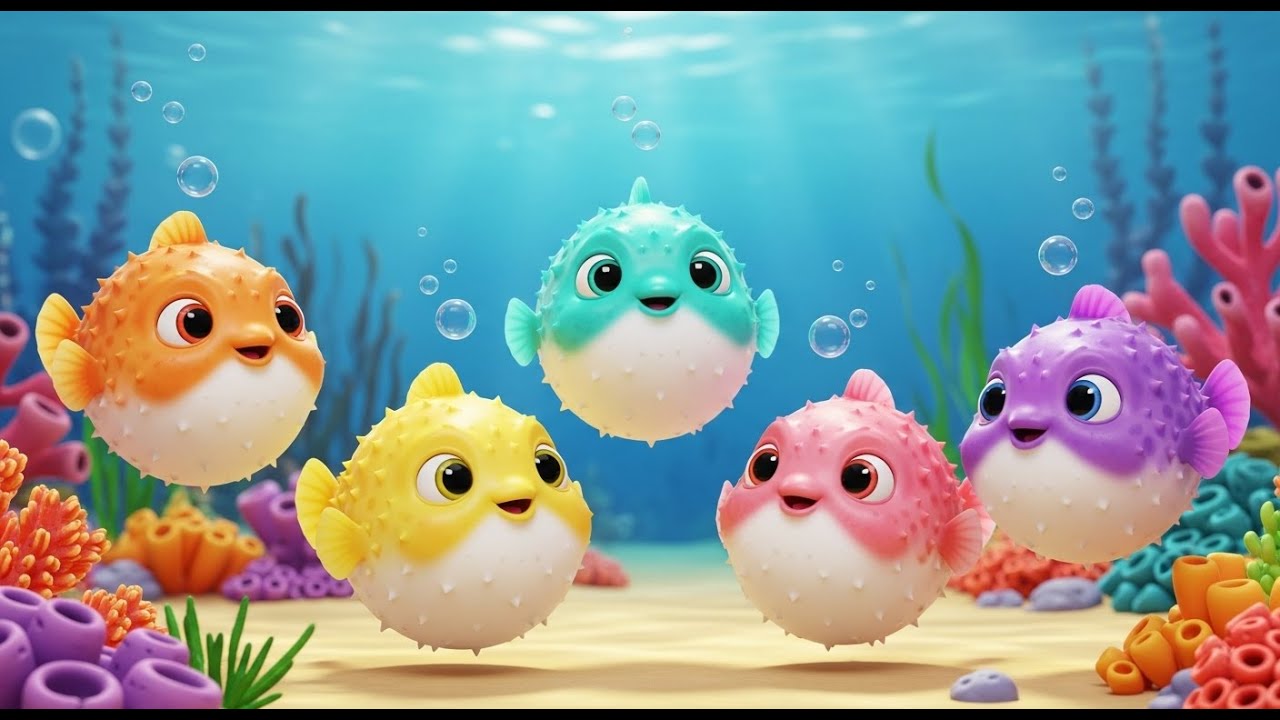 Five Little Pufferfish Puff Puff Puff | Nursery Rhymes for Kids & Baby Songs