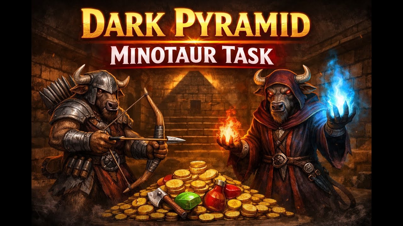 Задание Tibia: Минотавр, Лучник и Маг (Темная пирамида, Дарашия) | 173EK