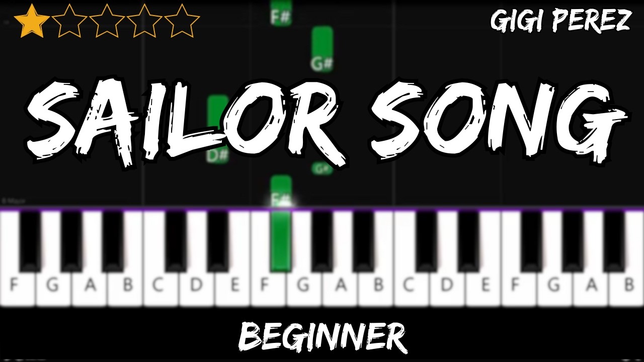 Gigi Perez - Sailor Song - Easy Beginner Piano Tutorial - For 1 Hand