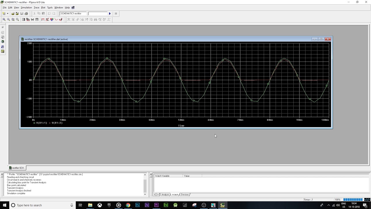 Half Wave Rectifier(With and without filter)-Pspice Stimulation