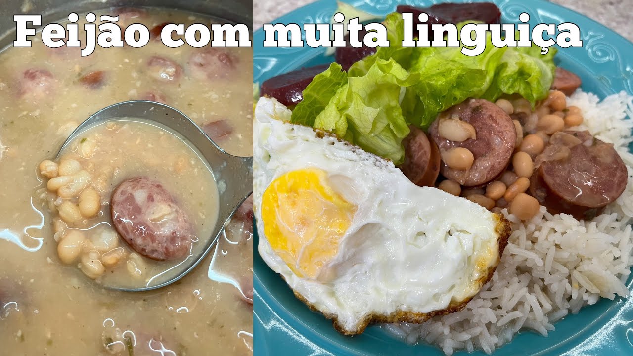 Cozinhando feijão com muita linguiça - Janta simples e deliciosa