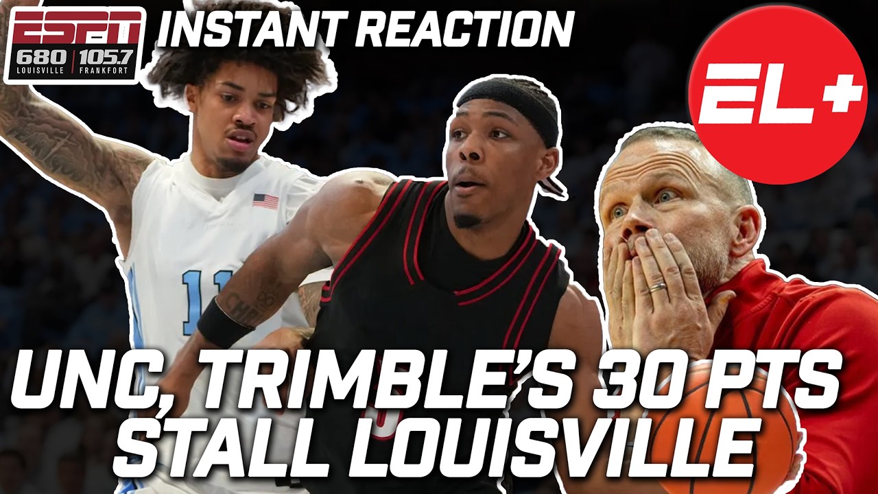 Louisville Basketball LOSE Q1 Opportunity at North Carolina, Seth Trimble GOES OFF for 30 | Reaction