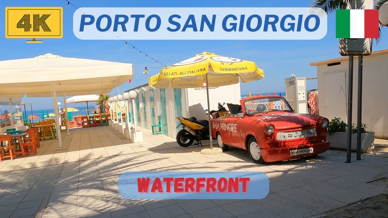 PORTO SAN GIORGIO WATERFRONT, Marche Region Italy, Real city life, walking tour 4K Italy,travel idea