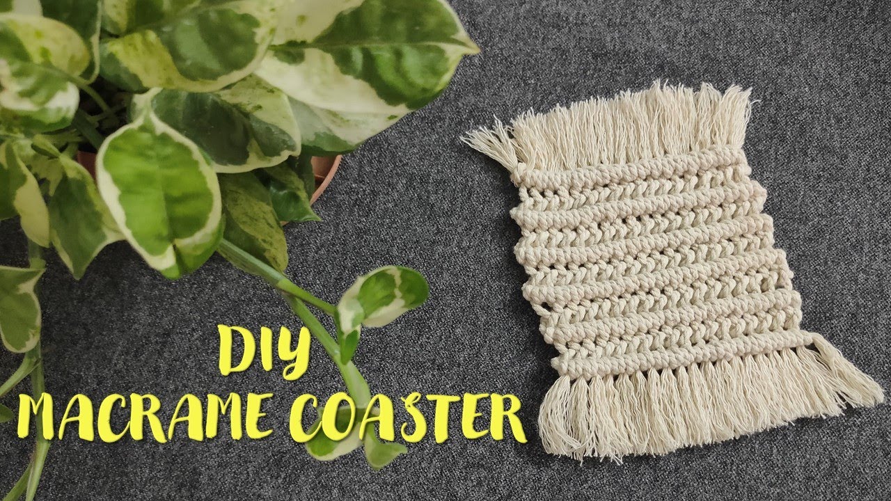 MACRAME COASTER DIY | Boho Macrame tutorial | Square  macrame Tea Coaster