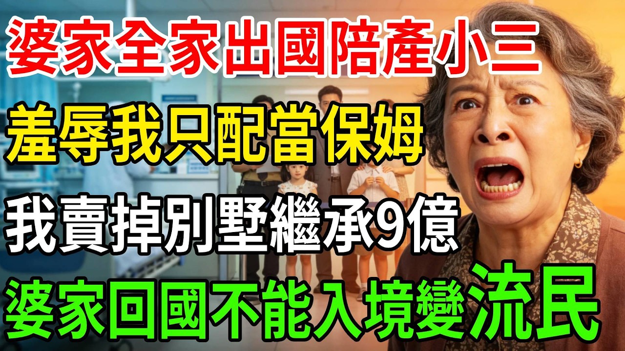 婆家全家出國陪產小三，羞辱我只配當保姆，我賣掉別墅繼承9億，婆家回國不能入境變流民#一帆說故事 #為人處世 #生活經驗 #情感 #故事 #彩礼#深夜淺讀