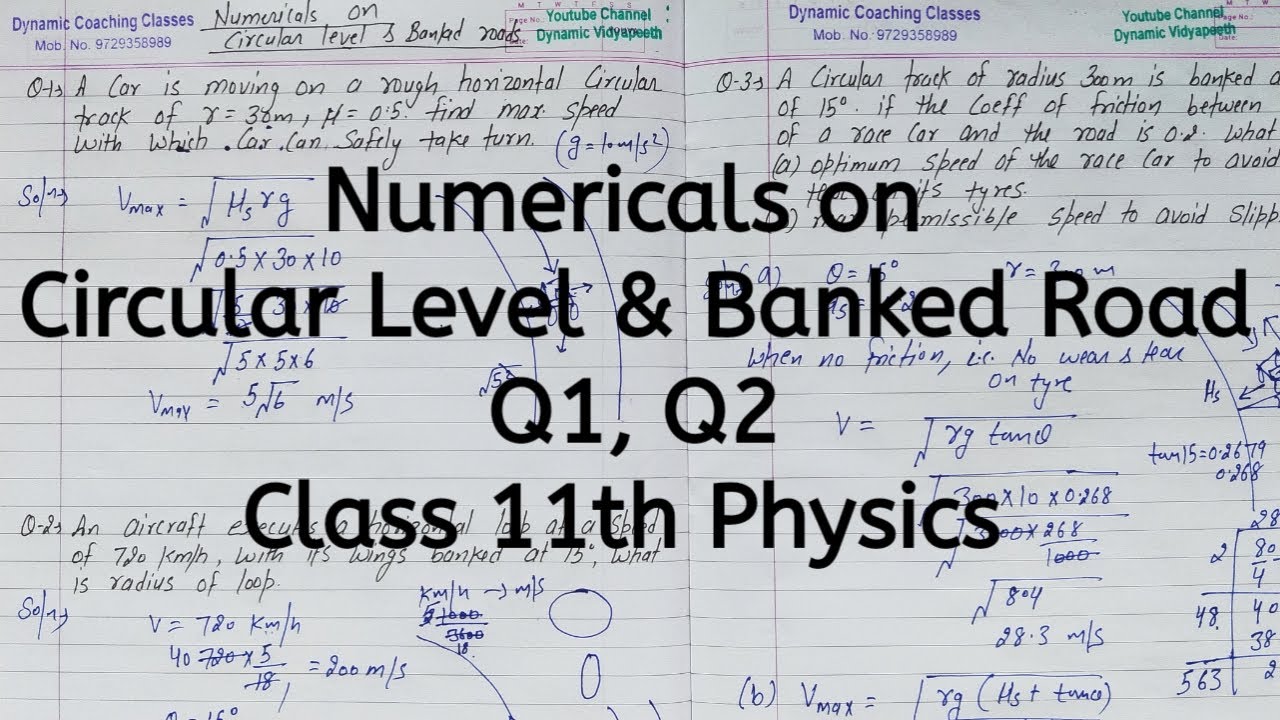 Numericals on Level and Banking of Curved Roads | Chapter 4 | Laws of Motion | Class 11 | Physics