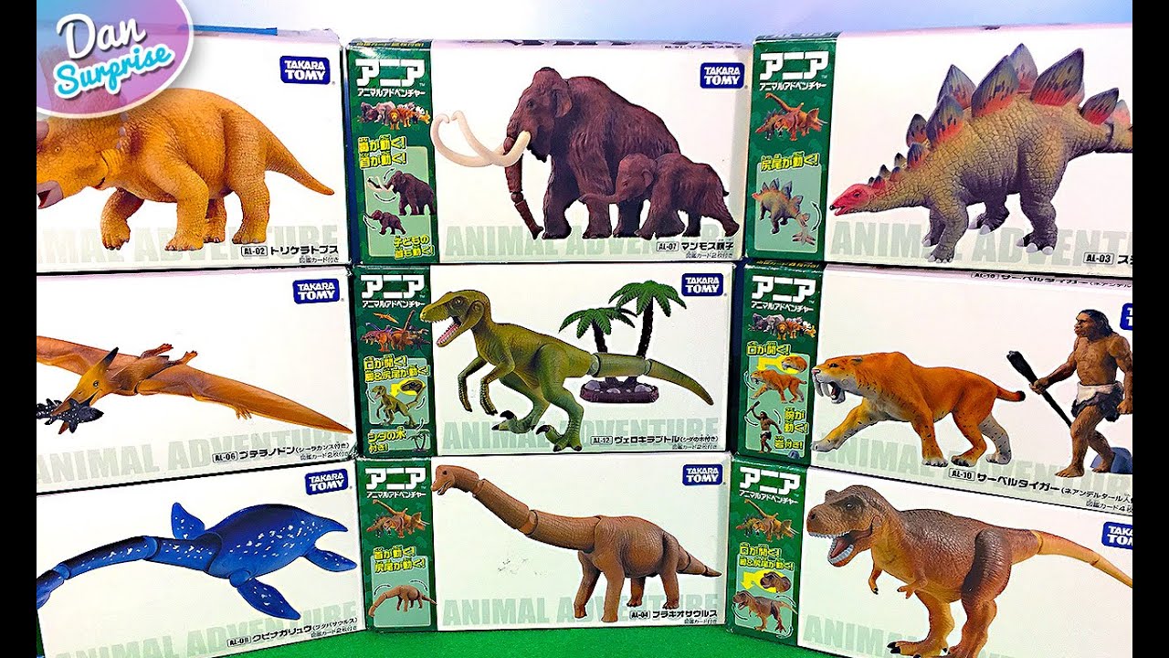Entire Collection of Takara Tomy Dinosaurs - T-Rex, Spinosaurus, Triceratops, Stegosaurus, Smilodon