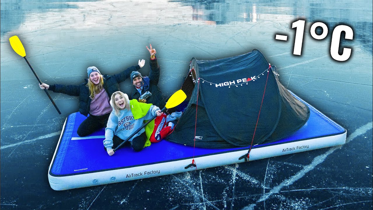 WIR ÜBERNACHTEN MIT MEINER AIRTACK AUF DEM SEE!😳🥶 (extrem kalt!) - Itsmisabell