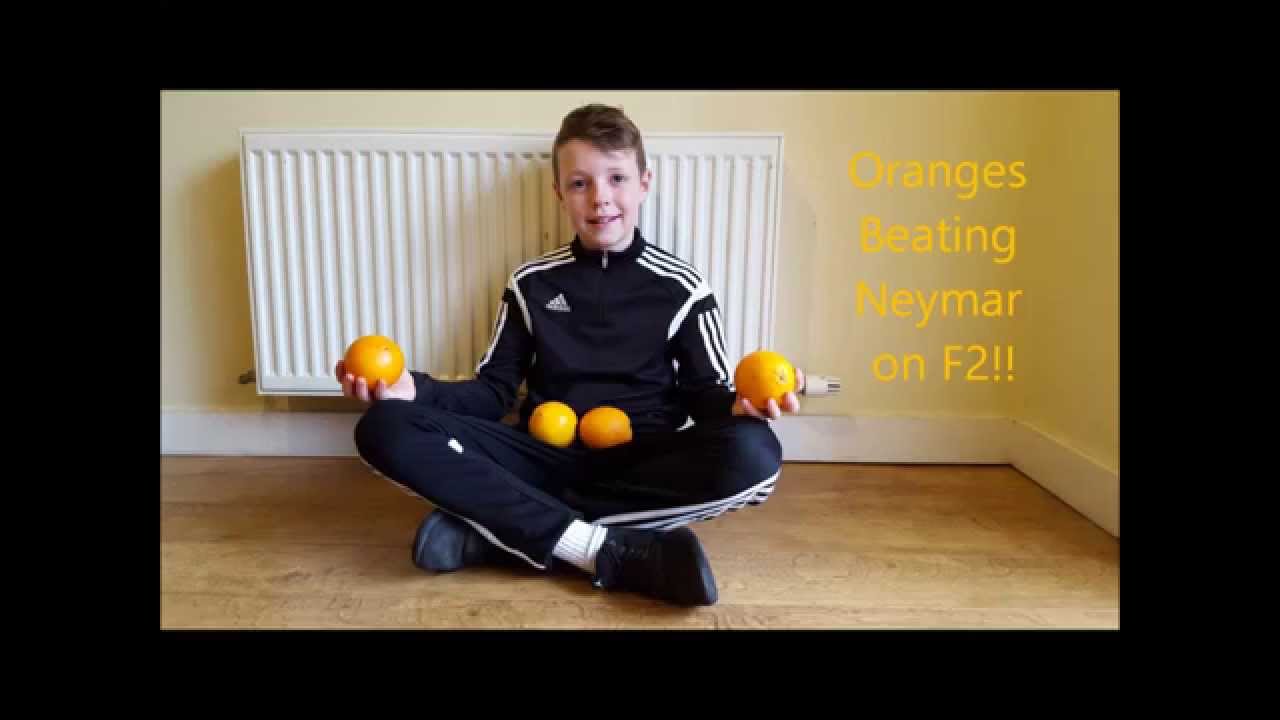 Mini Messi Whoops Neymars Orange Juggling by a lot