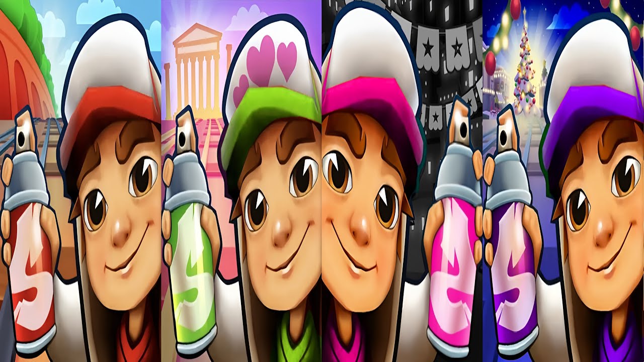 Subway Surfers: 4 Updates Side-by-Side (Frame Rate & Graphics Test)