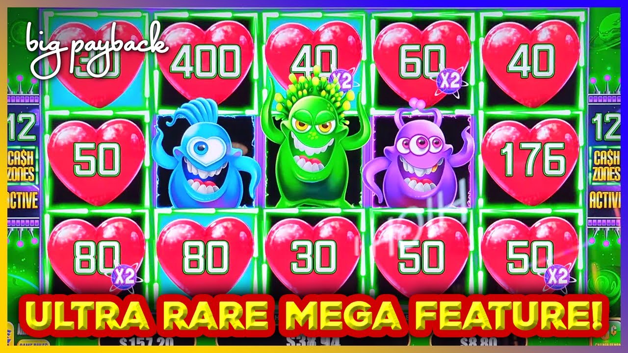 on the BIG BET &rarr; TRIPLE MEGA FEATURE on Galactic Quest Slots! BIG WIN!
