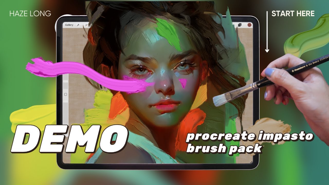 Procreate Impasto Brush Pack Demo by Haze Long : 3D thick paint! Digital Oil Painting