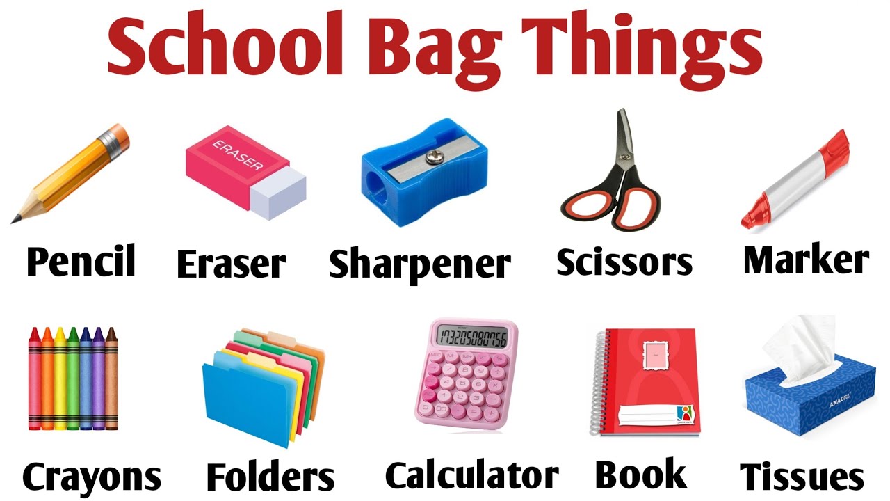 50 Things Found School🖌️ Bag Vocabulary | School Bag Items | Simple English Vocabulary 