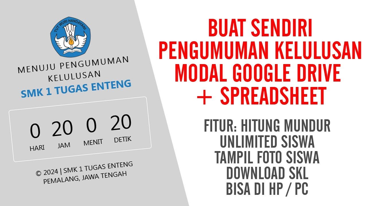 BUAT PENGUMUMAN KELULUSAN ONLINE GRATIS - PAKAI GOOGLE DRIVE + SPREADSHEEET + GAS + GOOGLE SITES