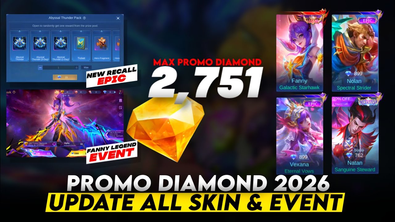 HOW GET 2751 PROMO DIAMOND  AND SPEND TO SKINS, FANNY LIMITED LEGEND, 20% MAGIC WHEEL