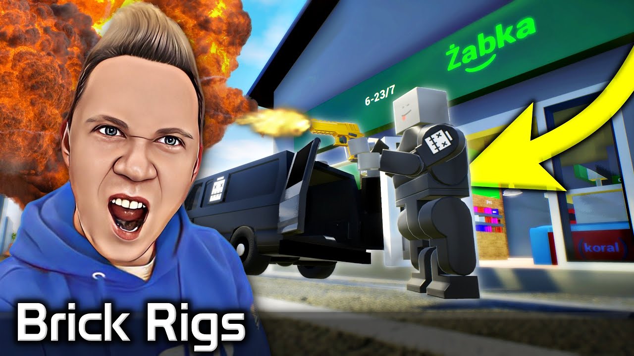 💙 Brick Rigs PL [#228] NAPAD na ŻABKĘ - POLICJANCI vs ZŁODZIEJE /z Yoshella