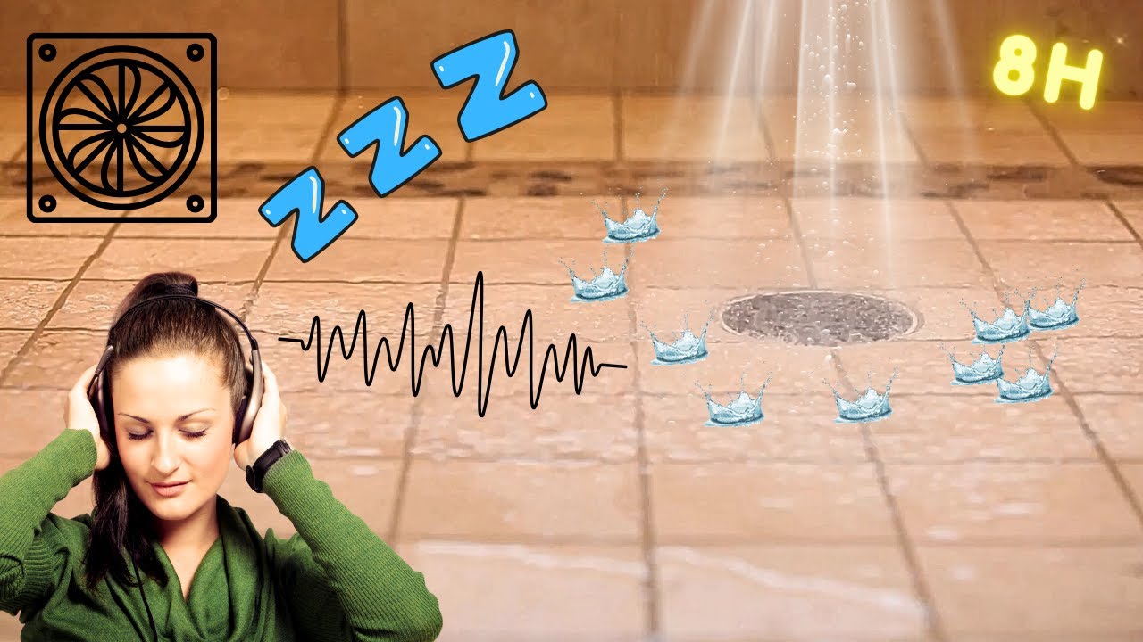 Water Filling up a Tiled Shower & Fan Buzz = Hypnotizing 🚿😴  || Sound #145